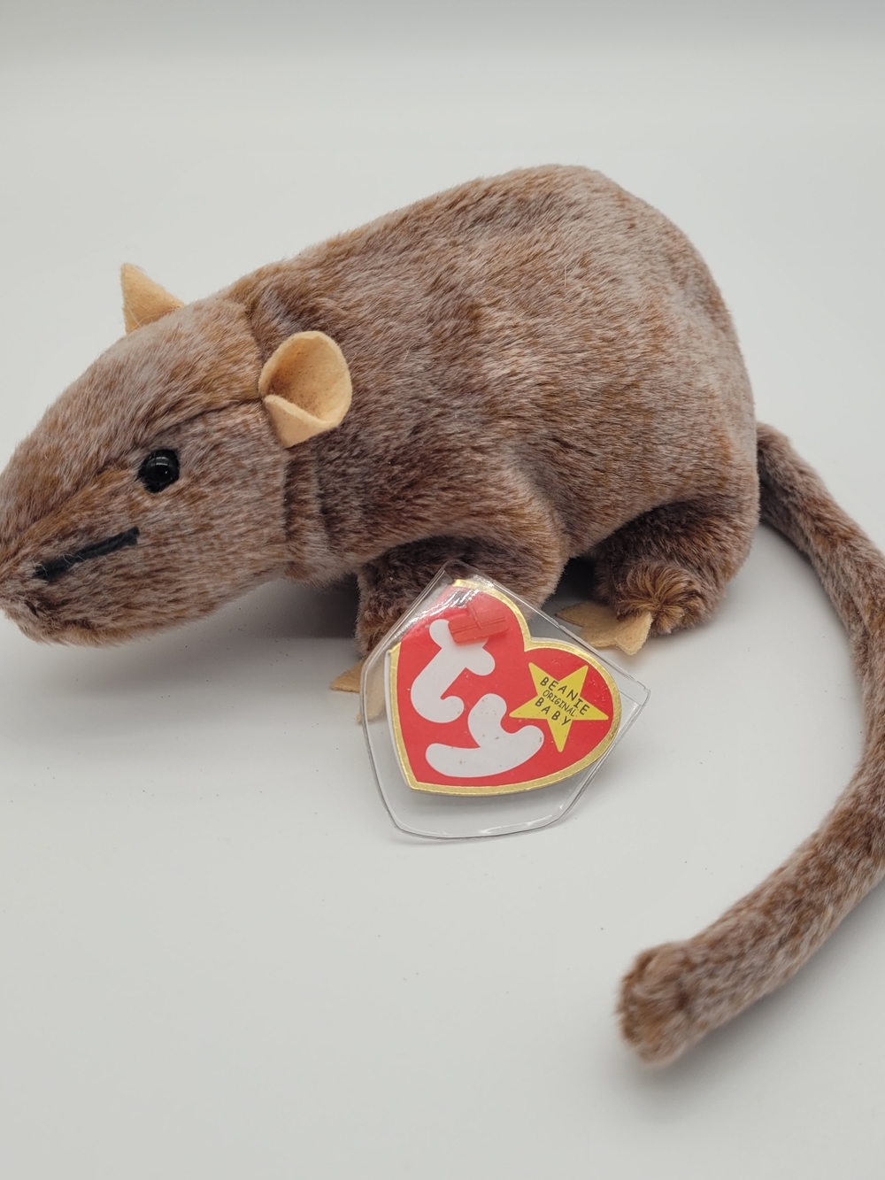 Ty Beanie Babies 'Tiptoe' Brown Plush Rat 1999